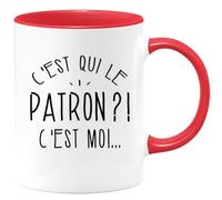 quotedazur - Mug Humour Personnalisé C'est Qui Le Patron - Rouge/Céramique