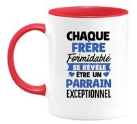 quotedazur - Mug Humour Personnalisé Chaque Frère Formidable Se Révèle Être Un Parrain Exceptionnel - Rouge/Céramique
