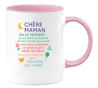 quotedazur - Mug Humour Personnalisé chère maman en ce moment je suis blotti au chaud et en sécurité - Rose/Céramique