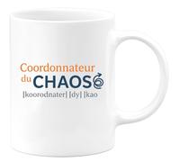 quotedazur - Mug Humour Personnalisé Coordonnateur Du Chaos [k? R?dnate??] [dy] [kao] - Blanc/Céramique