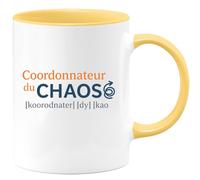 quotedazur - Mug Humour Personnalisé Coordonnateur Du Chaos [k? R?dnate??] [dy] [kao] - Jaune/Céramique