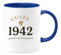 quotedazur - Mug Humour Personnalisé Cuvée 1942 grand Cru D'exception - Bleu/Céramique