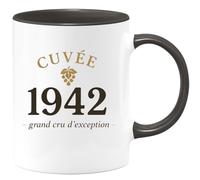 quotedazur - Mug Humour Personnalisé Cuvée 1942 grand Cru D'exception - Noir/Céramique