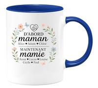 quotedazur - Mug Humour Personnalisé D'abord Maman Alice Adam Chloé Maintenant Mamie Anna Lucas Louise Cécile Paul - Bleu/Céramique