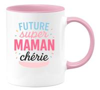 quotedazur - Mug Humour Personnalisé Future Super Maman Chérie - Rose/Céramique
