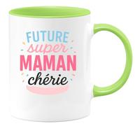 quotedazur - Mug Humour Personnalisé Future Super Maman Chérie - Vert/Céramique