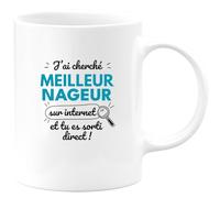 quotedazur - Mug Humour Personnalisé J'ai Cherché Meilleur Nageur Sur Internet Tu Es Sortie Direct - Jaune/Céramique