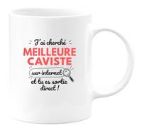 quotedazur - Mug Humour Personnalisé J'ai Cherché Meilleure Caviste Sur Internet Tu Es Sortie Direct - Noir/Céramique
