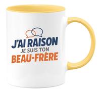 quotedazur - Mug Humour Personnalisé J'ai raison je suis ton beau-frère - Jaune/Céramique