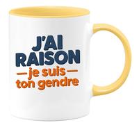 quotedazur - Mug Humour Personnalisé J'ai raison je suis ton gendre - Jaune/Céramique