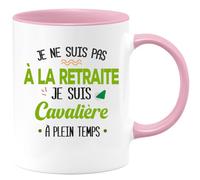 quotedazur - Mug Humour Personnalisé Je Ne Suis Pas A La Retraite Je Suis Cavalière - Rose/Céramique