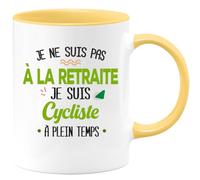 quotedazur - Mug Humour Personnalisé Je Ne Suis Pas A La Retraite Je Suis Cycliste - Jaune/Céramique