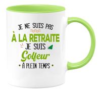 quotedazur - Mug Humour Personnalisé Je Ne Suis Pas A La Retraite Je Suis Golfeur - Vert/Céramique