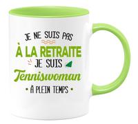 quotedazur - Mug Humour Personnalisé Je Ne Suis Pas A La Retraite Je Suis Tenniswoman - Vert/Céramique