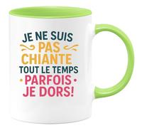 quotedazur - Mug Humour Personnalisé Je Ne Suis Pas Chiante Tout Le Temps Parfois Je Dors - Vert/Céramique