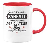 quotedazur - Mug Humour Personnalisé Je Ne Suis Pas Parfait Mais Je Suis Agriculteur C'est Presque Pareil - Rouge/Céramique