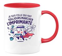 quotedazur - Mug Humour Personnalisé Je suis celle qui fait toujours marcher l'imprimante - Rouge/Céramique