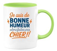 quotedazur - Mug Humour Personnalisé Je Suis De Bonne Humeur Alors Faites Pas Chier - Vert/Céramique