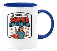 quotedazur - Mug Humour Personnalisé Je Suis Une Super Infirmière - Bleu/Céramique