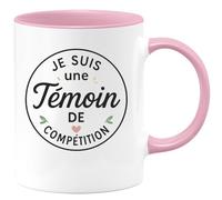 quotedazur - Mug Humour Personnalisé Je Suis Une Témoin De Compet - Rose/Céramique