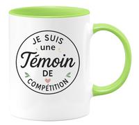 quotedazur - Mug Humour Personnalisé Je Suis Une Témoin De Compet - Vert/Céramique