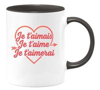 quotedazur - Mug Humour Personnalisé Je T'aimais Je T'aime Je T'aimerai - Noir/Céramique