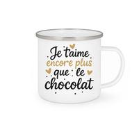 quotedazur - Mug Humour Personnalisé Je T'aime Encore Plus Que Le Chocolat - Blanc/Emaillé