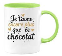 quotedazur - Mug Humour Personnalisé Je T'aime Encore Plus Que Le Chocolat - Vert/Céramique