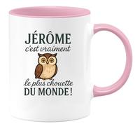 quotedazur - Mug Humour Personnalisé Jérôme C'est Vraiment Le Plus Chouette Du Monde - Rose/Céramique