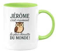 quotedazur - Mug Humour Personnalisé Jérôme C'est Vraiment Le Plus Chouette Du Monde - Vert/Céramique