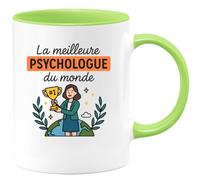 quotedazur - Mug Humour Personnalisé La Meilleure Psychologue Du Monde - Vert/Céramique