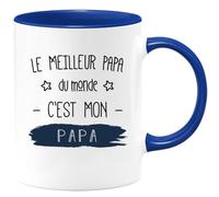 quotedazur - Mug Humour Personnalisé Le Meilleur Papa Du Monde C'est Mon Papa - Bleu/Céramique
