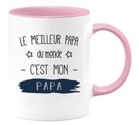 quotedazur - Mug Humour Personnalisé Le Meilleur Papa Du Monde C'est Mon Papa - Rose/Céramique
