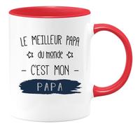 quotedazur - Mug Humour Personnalisé Le Meilleur Papa Du Monde C'est Mon Papa - Rouge/Céramique