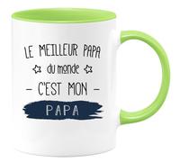 quotedazur - Mug Humour Personnalisé Le Meilleur Papa Du Monde C'est Mon Papa - Vert/Céramique