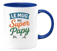 quotedazur - Mug Humour Personnalisé Le Mug Du Super Papy - Bleu/Céramique