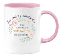 quotedazur - Mug Humour Personnalisé Les amies formidables font toujours des marraines d'exception - Rose/Céramique