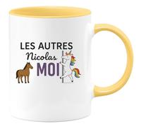quotedazur - Mug Humour Personnalisé Les Autres Nicolas Moi - Jaune/Céramique