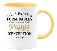 quotedazur - Mug Humour Personnalisé Les Papas Formidables Font Toujours Des Papys D'exception - Jaune/Céramique