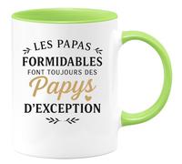 quotedazur - Mug Humour Personnalisé Les Papas Formidables Font Toujours Des Papys D'exception - Vert/Céramique