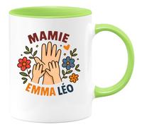 quotedazur - Mug Humour Personnalisé Mamie Emma Léo - Vert/Céramique