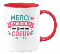 quotedazur - Mug Humour Personnalisé Merci Beaucoup Du Fond Du Coeur - Rouge/Céramique