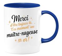 quotedazur - Mug Humour Personnalisé Merci D'être Toujours Là T'es Vraiment Une Maître-Nageuse En Or - Bleu/Céramique