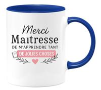 quotedazur - Mug Humour Personnalisé Merci Maîtresse De M'apprendre Tant De Jolies Choses - Bleu/Céramique