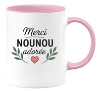 quotedazur - Mug Humour Personnalisé Merci Nounou Adorée - Rose/Céramique