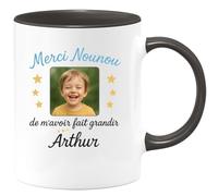 quotedazur - Mug Humour Personnalisé Merci Nounou De M'avoir Fait Grandir Arthur - Noir/Céramique