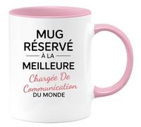 quotedazur - Mug Humour Personnalisé Mug réservé à la meilleure Chargée de communication du monde - Rose/Céramique