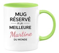 quotedazur - Mug Humour Personnalisé Mug réservé à la meilleure Martine du monde - Vert/Céramique