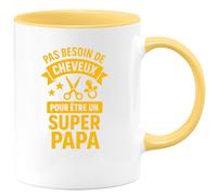 quotedazur - Mug Humour Personnalisé Pas Besoin De Cheveux Pour Être Un Super Papa - Jaune/Céramique