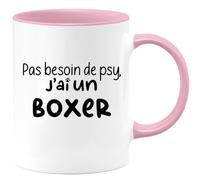 quotedazur - Mug Humour Personnalisé Pas Besoin De Psy J'ai Un Boxer - Rose/Céramique
